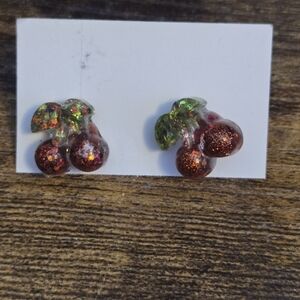 Cherry Shaped Glitter Earrings